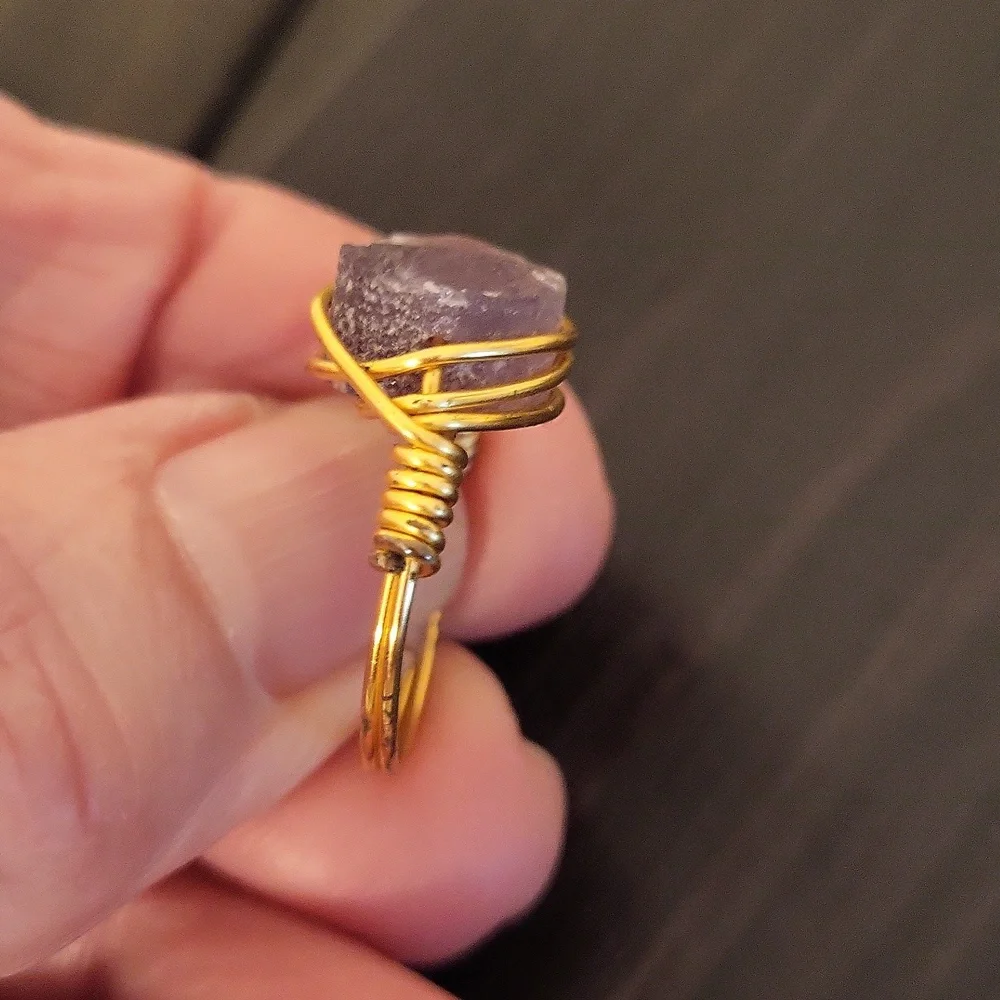 Raw Amethyst Gemstone Wire Wrap Ring